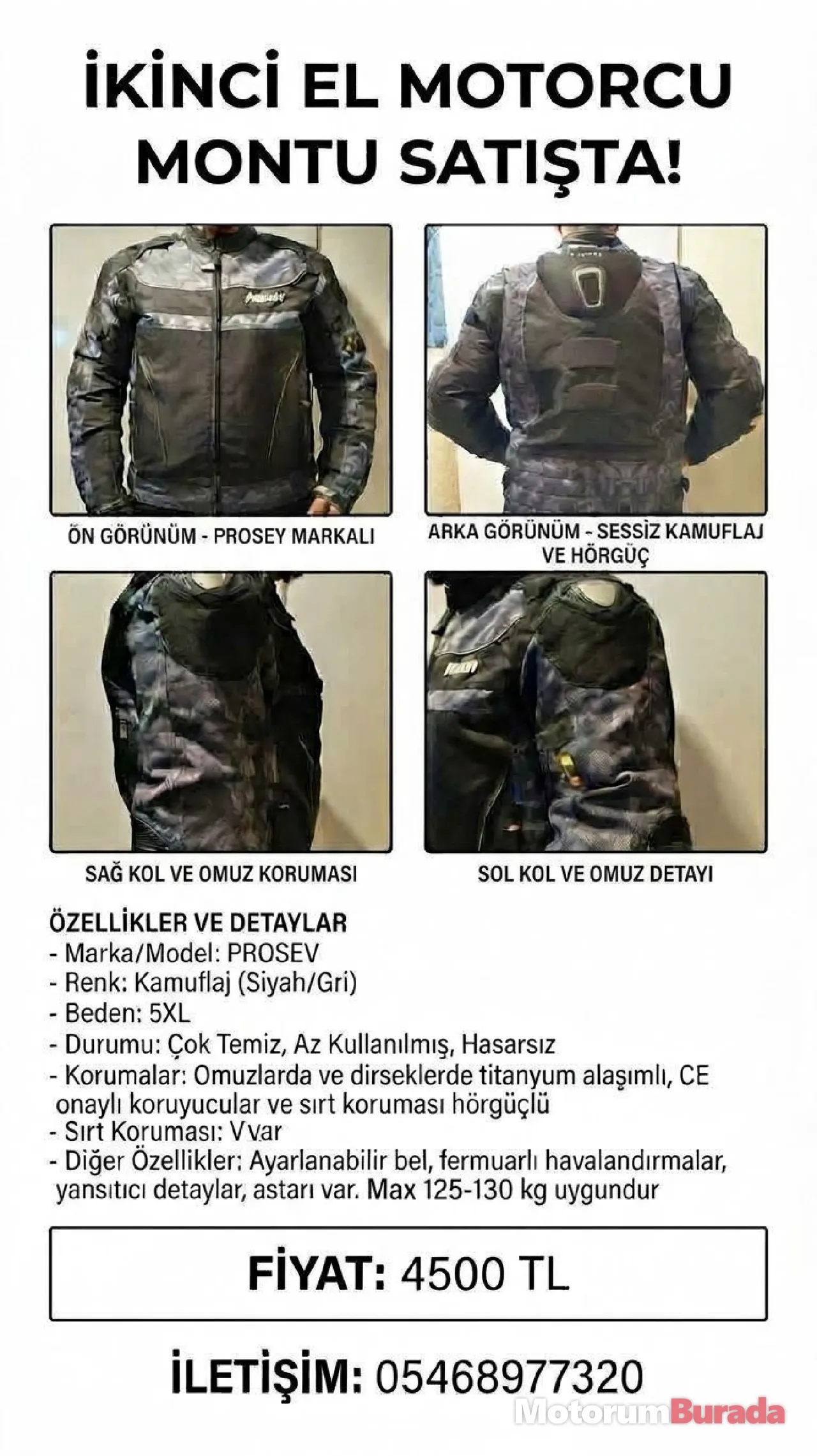 5xL motorcu montu 4 mevsim prosev